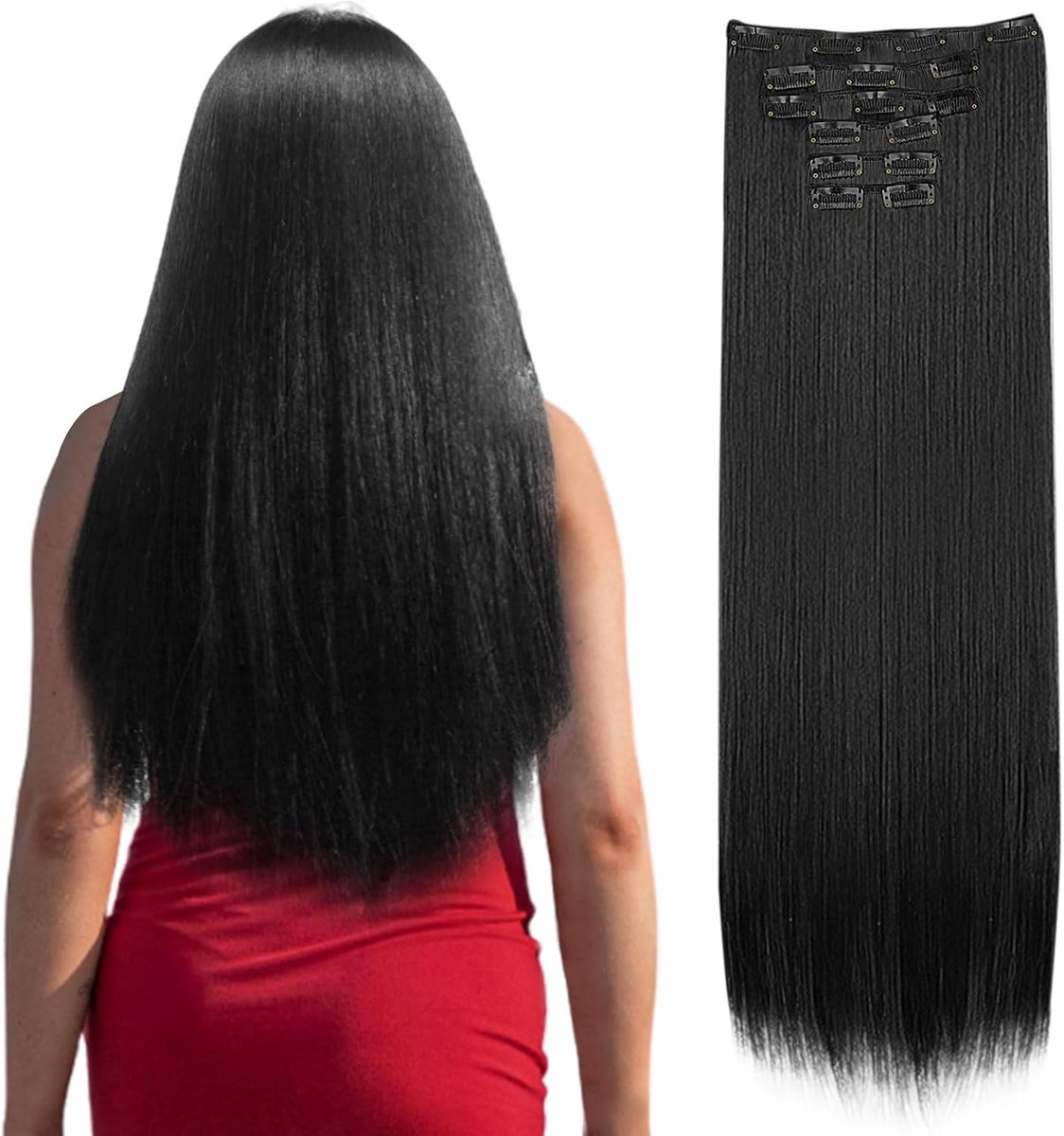 Clip in Hair Extensions Echt Menselijk Haar Lange Rechte Clip in Hair