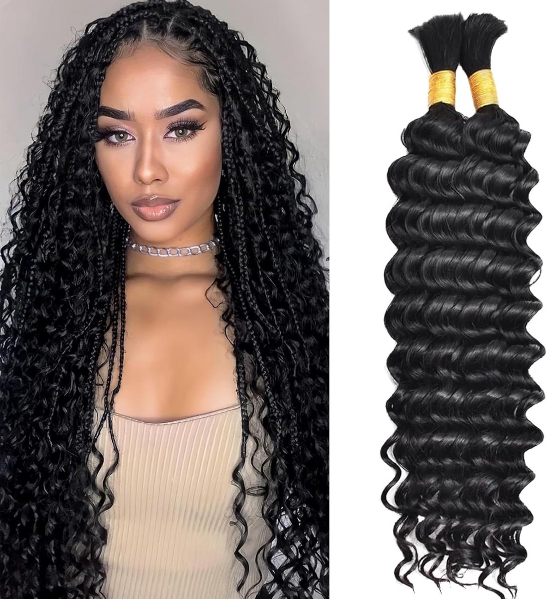 Deep Wave Bulk hair Braiding 18 inch 2 Bundles/Pack No Weft Braiding