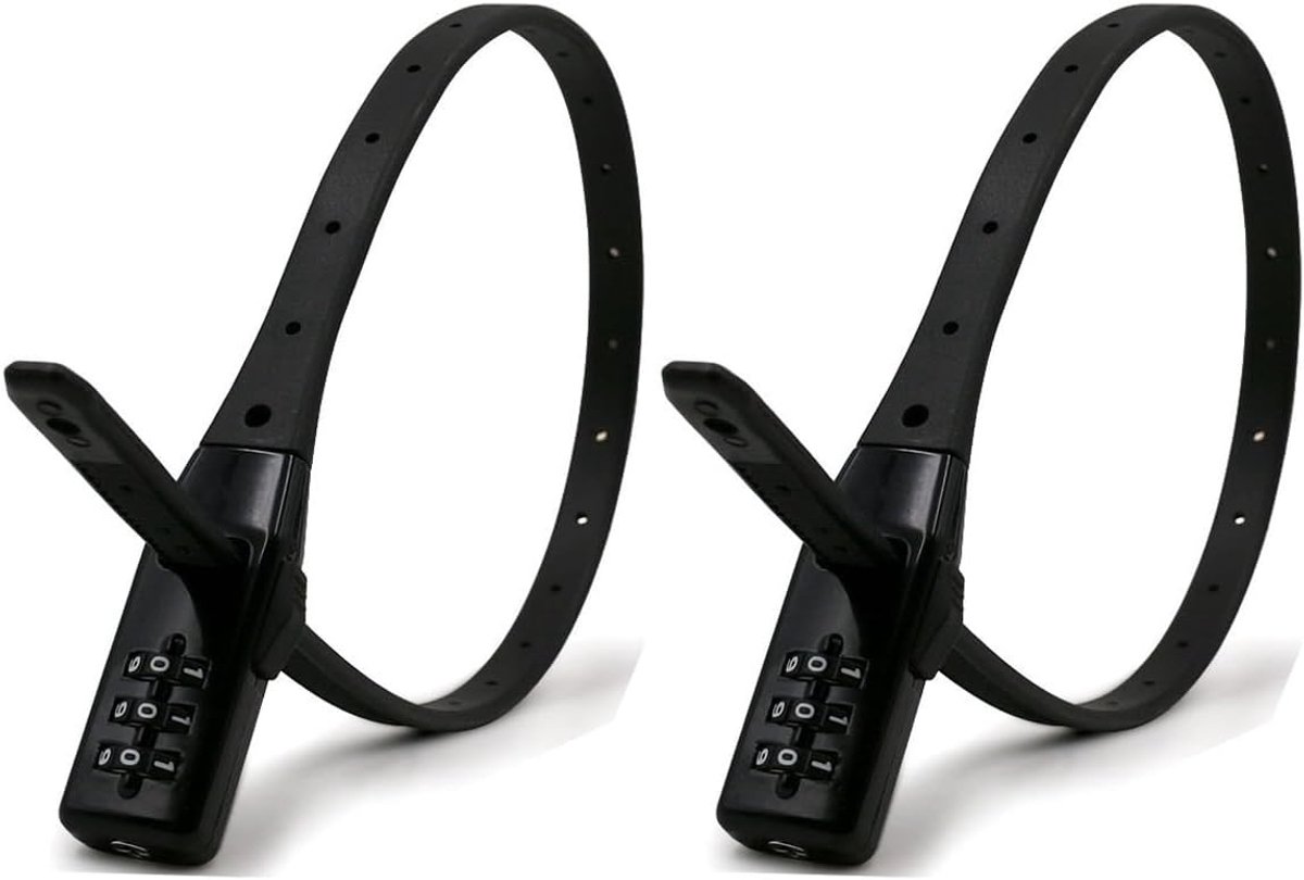 2-pack Ritssluiting Kabelslot Fiets Helmslot, 54cm Fietsbandslot met Combinatiecode 3-cijferige Code Multifunctioneel Lichtgewicht Flexibel Veiligheidshelm Fietsslot