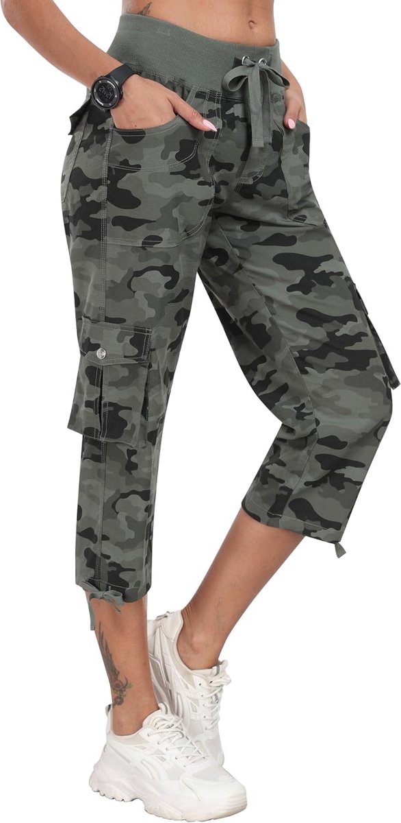 Broeken Dames Zomer 3/4 lange broek Capribroeken Vrijetijdsbroek Cargobroek outdoorbroek Wandelbroeken met 6 zakken