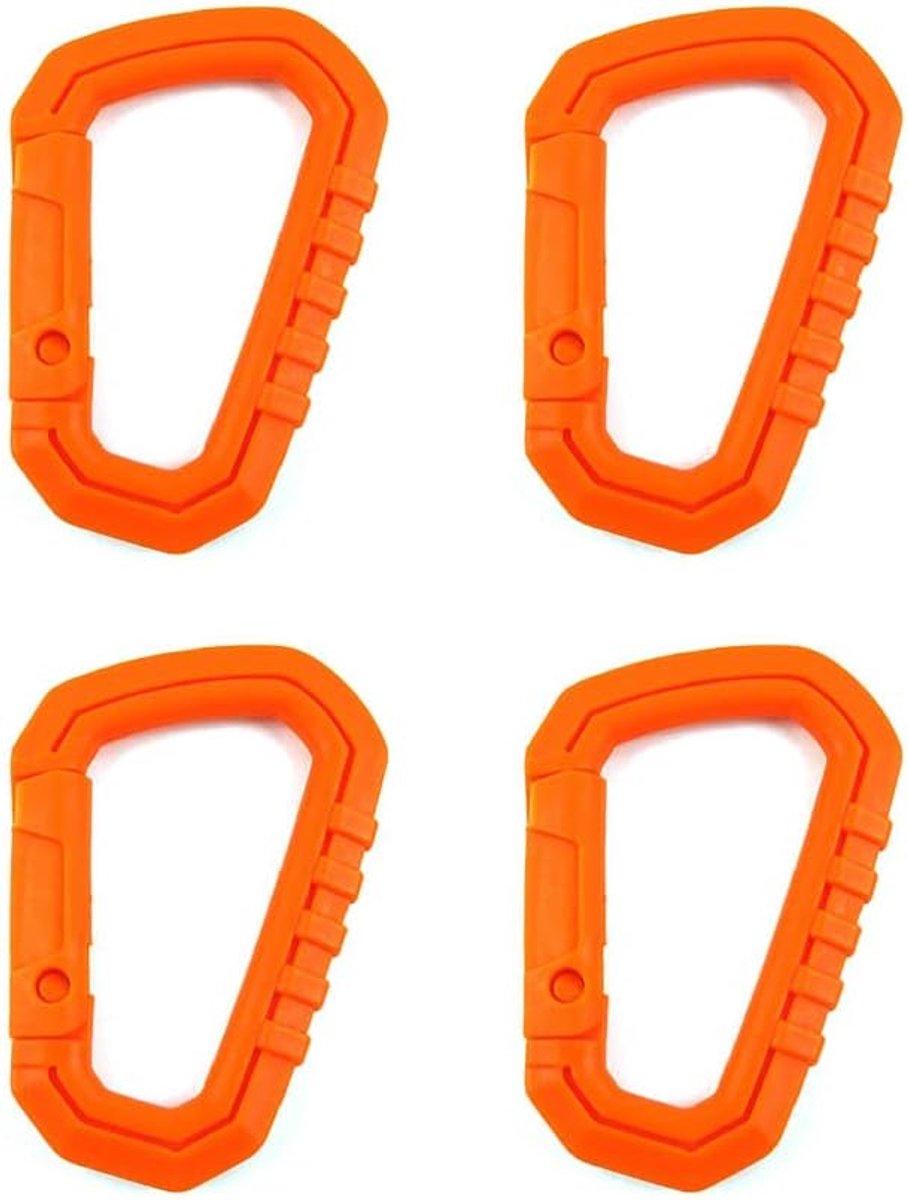 4 stuks vergrendelbare karabijnhaken, plastic D-vorm snelkoppeling, tactische karabijnclip voor buitensporten, wandelen, klimmen