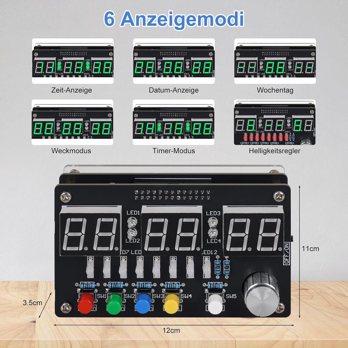 Soldeer-kit, doe-het-zelfklok, led, timer, wekker, elektronica, solderen, leren, set voor schoolonderwijs, klaslokalen, verjaardagscadeau
