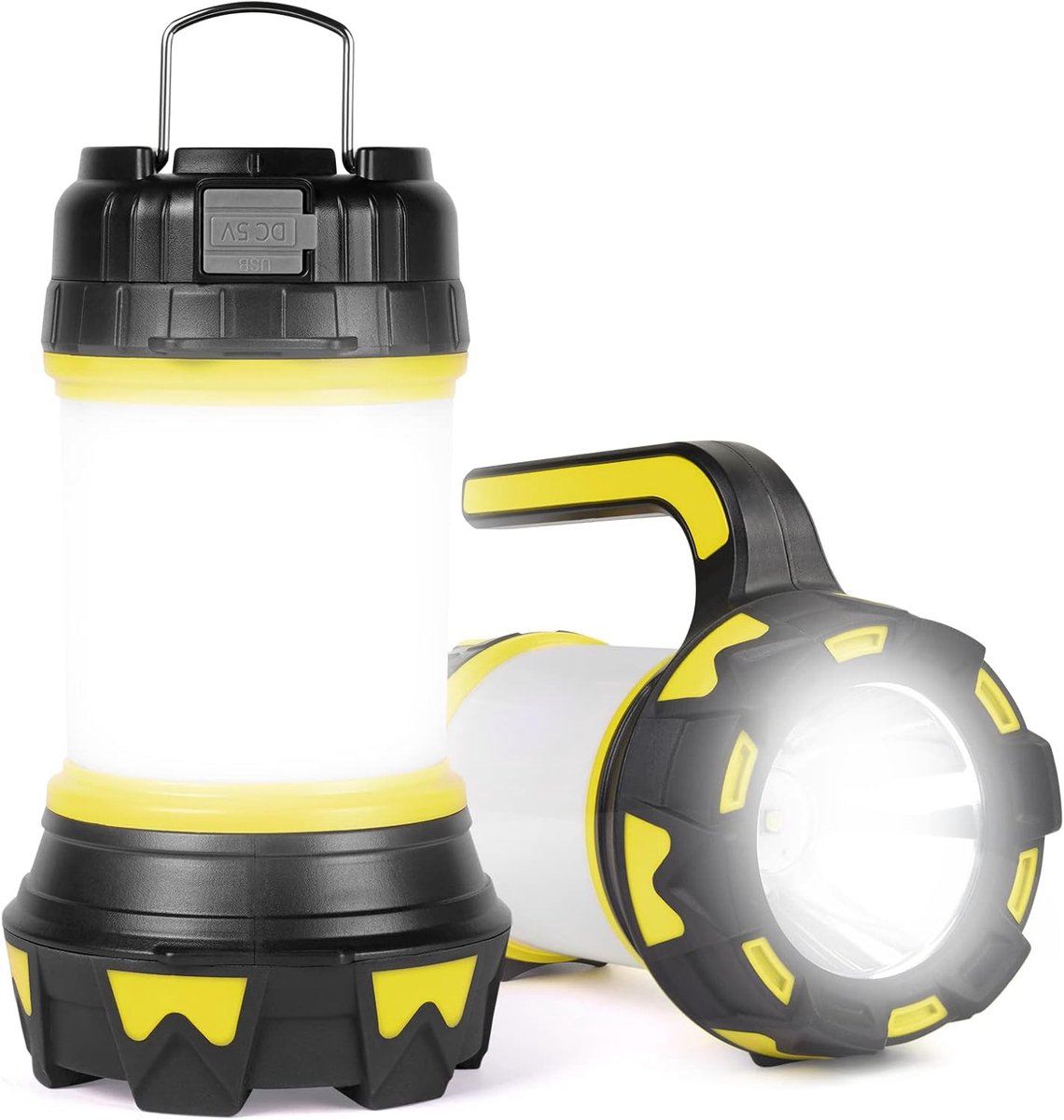 Led-campinglamp, 1000 lumen, oplaadbare handlamp, 4 lichtmodi, led-lantaarn, waterdicht. zoeklicht, met USB-kabel, 3600 mAh accu-lamp, powerbank voor camping, nachtvissen, jagen