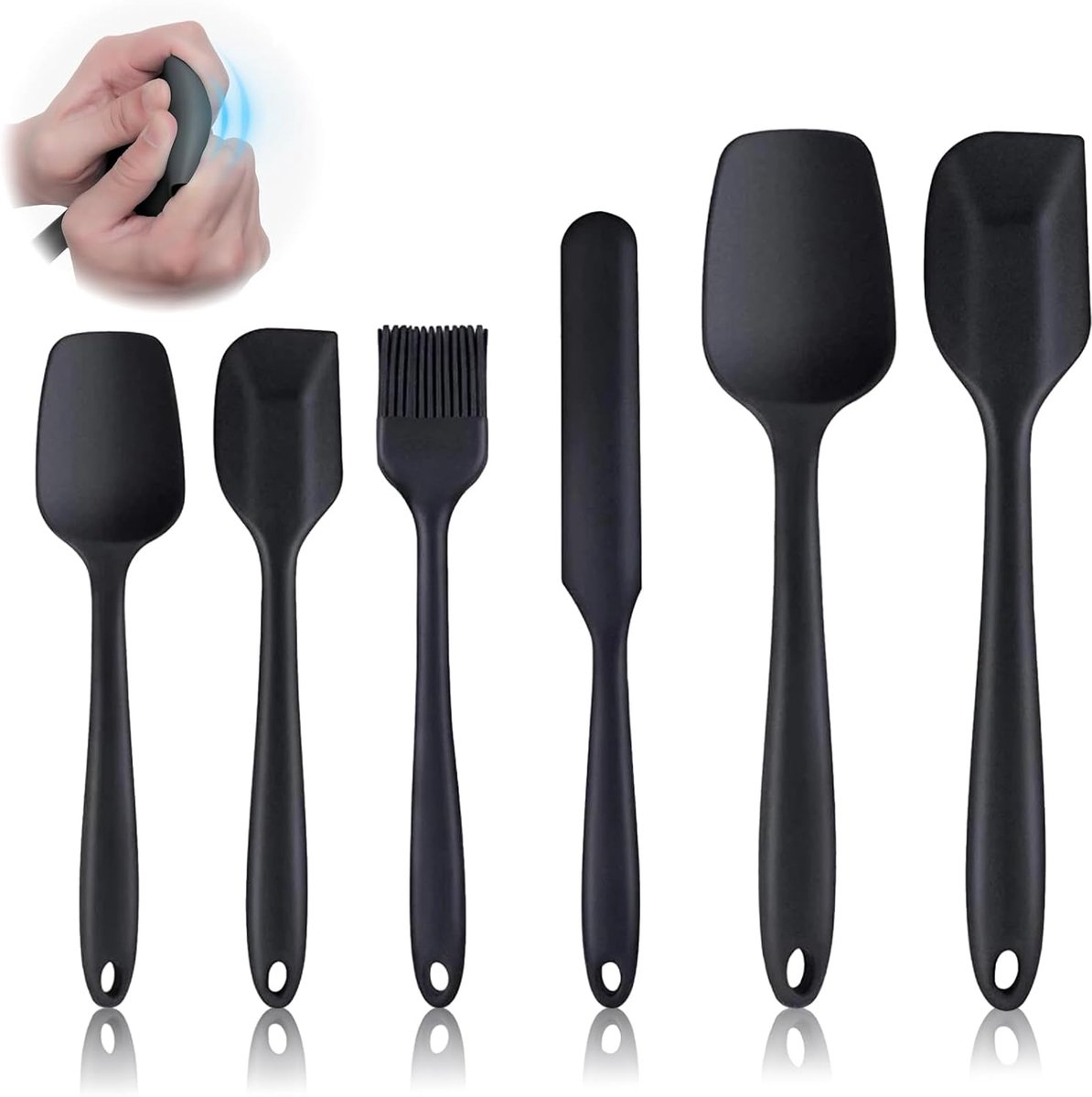 Spatels en lepels, borstel, anti-aanbaklaag, flexibel, hittebestendig, BPA-vrij, voor mixen, bakken en koken