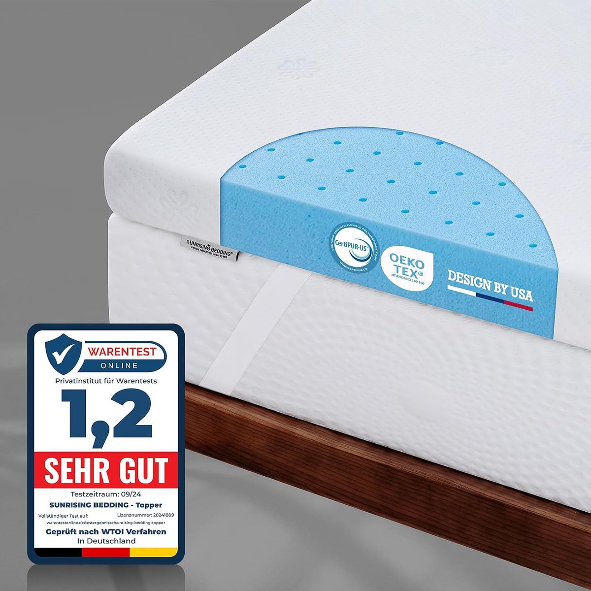 Bedding Topper 140 x 200 cm - 7.5 cm Gel Foam - Oeko-Tex Gecertificeerd - Optimale Ondersteuning voor Boxspring Bed - ShopVlot