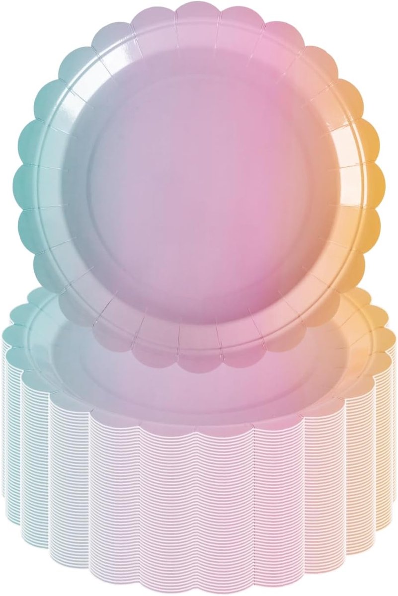50 Stks 7''18cm Regenboog Kleur Papieren Platen, Heavy-Duty Party