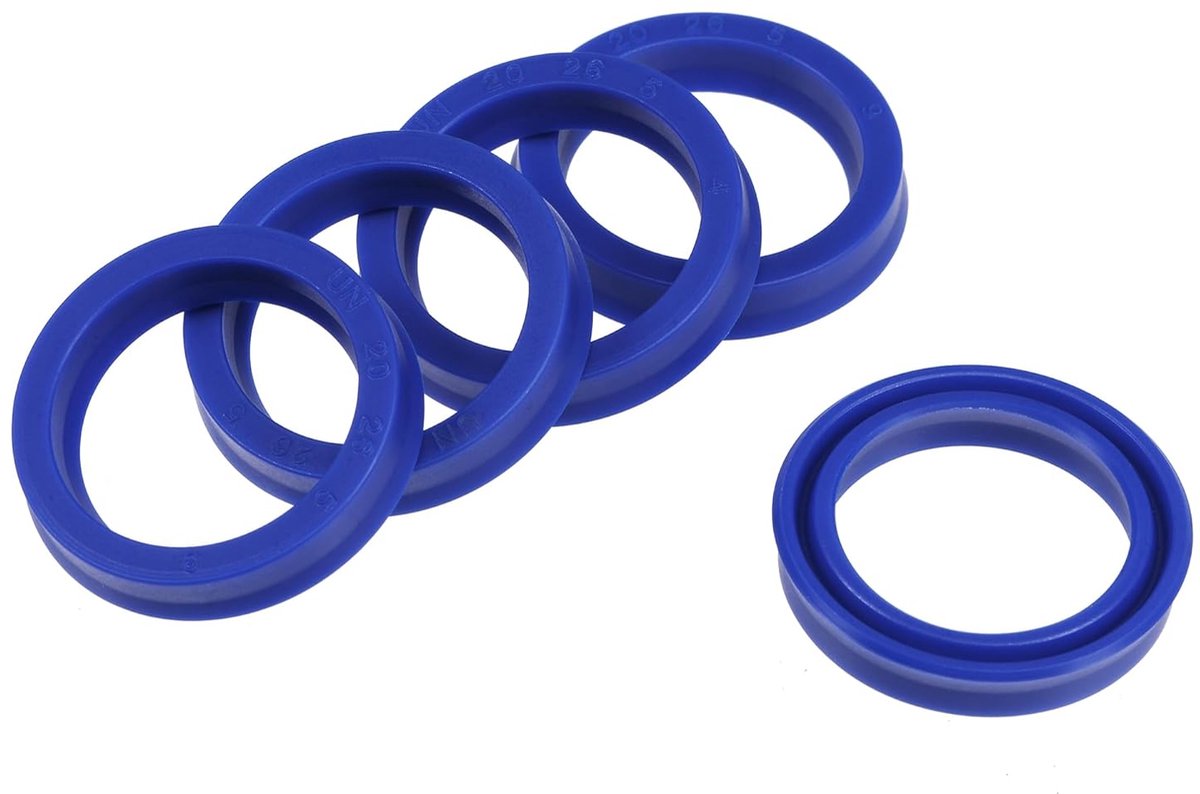 5 stuks UN radiale asafdichtringen, industriële PU-olieafdichtingen voor hydraulische cilinders (blauw, 20 mm ID x 26 mm OD 5 mm breed)