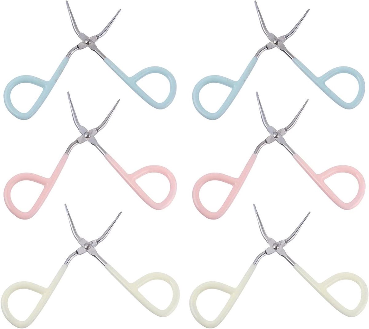 Wenkbrauwpincetten Set - Epilatie Pincetten - Precisie Ontharen - Schaarvormig Ontwerp - 6 Stuks - Gemengde Kleur