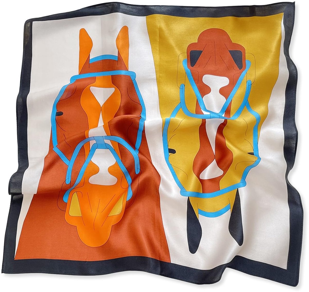 Omgoods - Vrouwen Zijde Vierkante Sjaal met Paardmotief 53 x 53 cm
