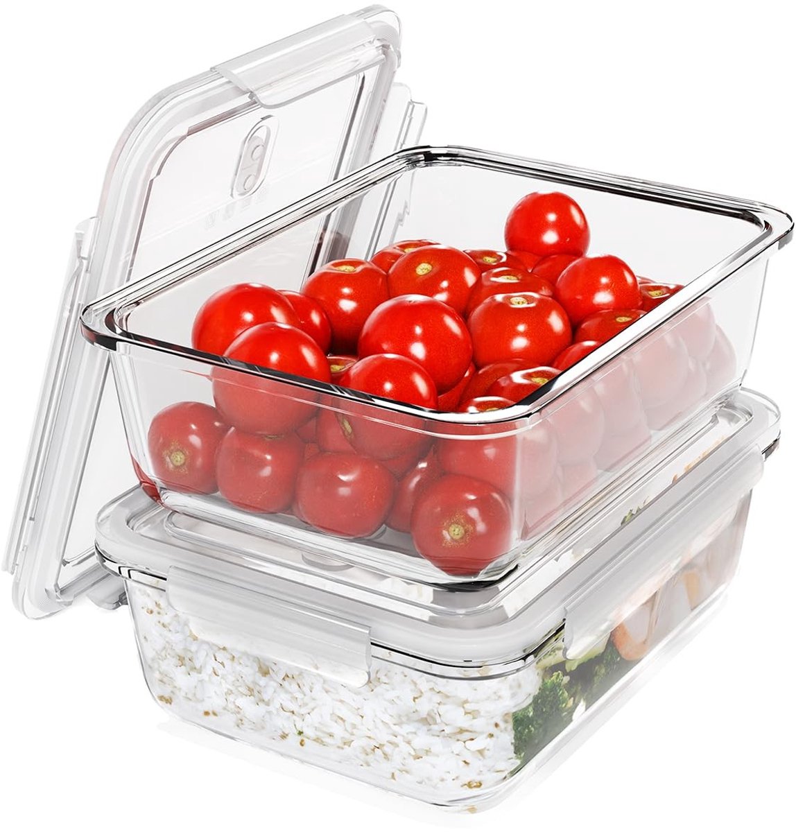 Omgoods - Set van 2 Glazen Bewaardozen voor Voedsel