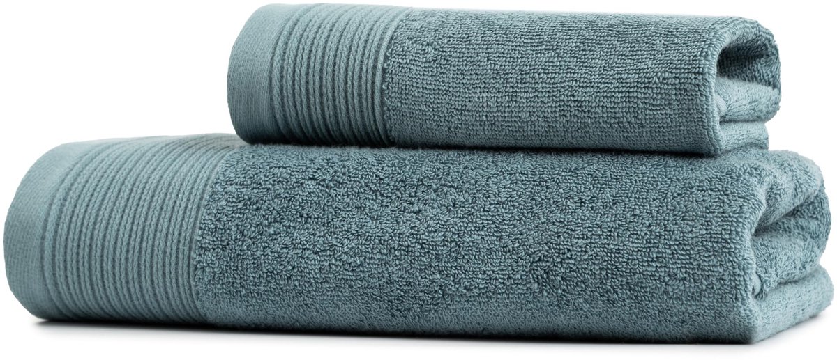 Omgoods - Set van 2 Luxe Handdoeken 100% Katoen 550 g/m² - Lichtblauw