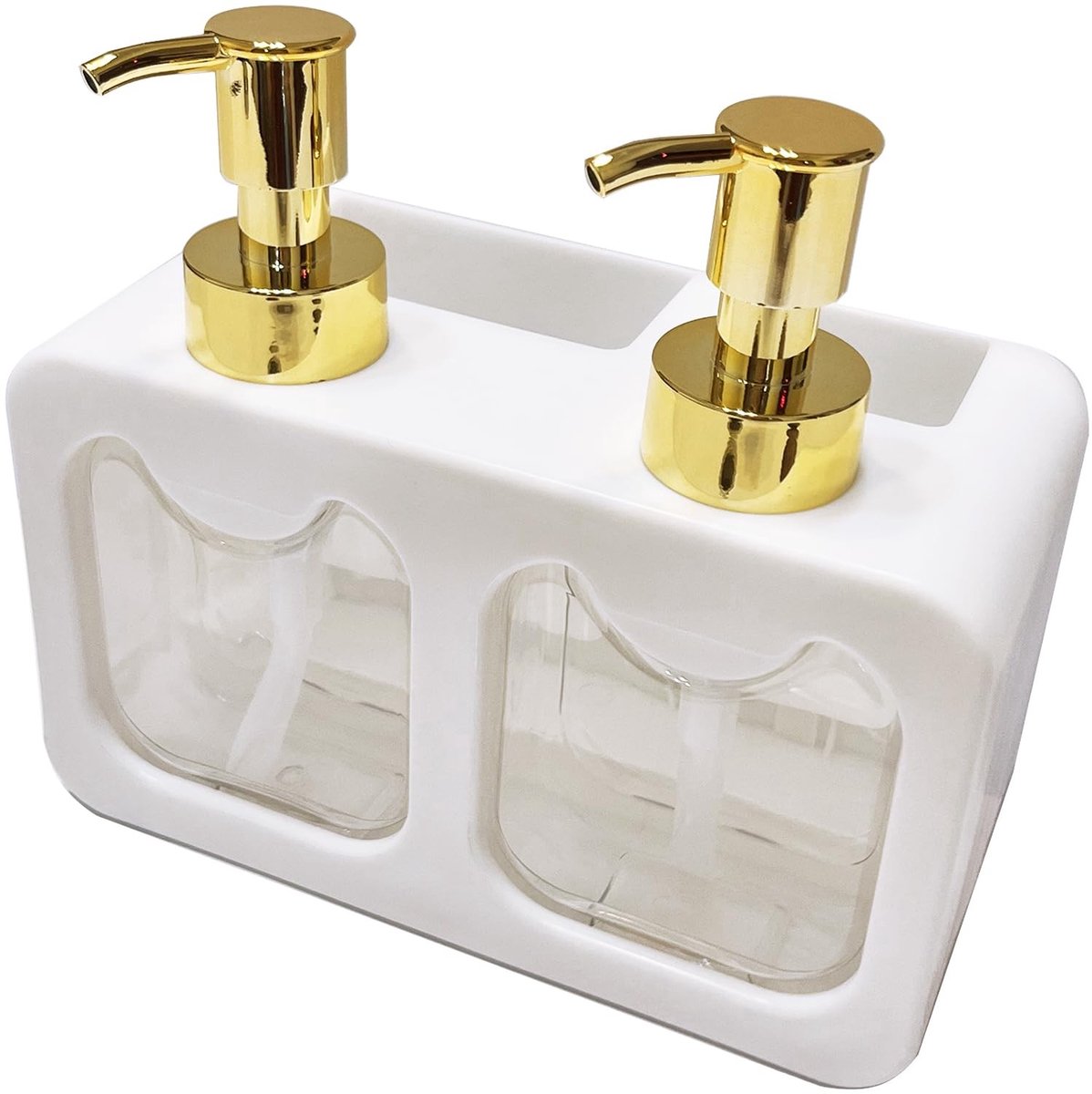 Omgoods - Dubbele Zeepdispenser en Spons Caddy Organizer voor Keuken