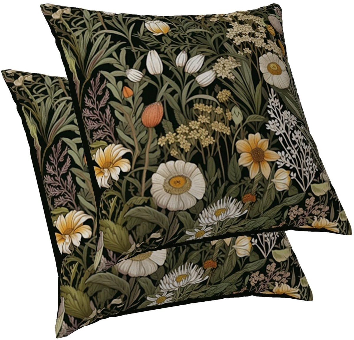 Omgoods - Set van 2 Kussenhoezen 40 x 40 cm met Bloemenmotief