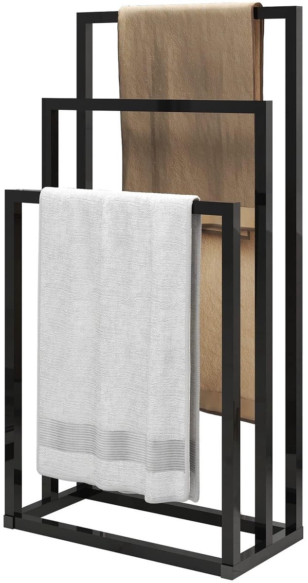 Omgoods - Vrijstaand Handdoekrek met 3 Tiers voor Badkamer - Zwart