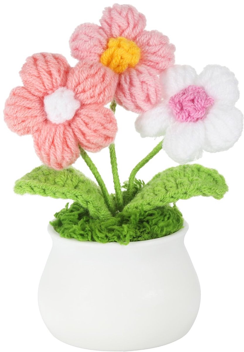 Omgoods - Handgemaakte Gehaakte Bloemen in Pot voor Decoratie