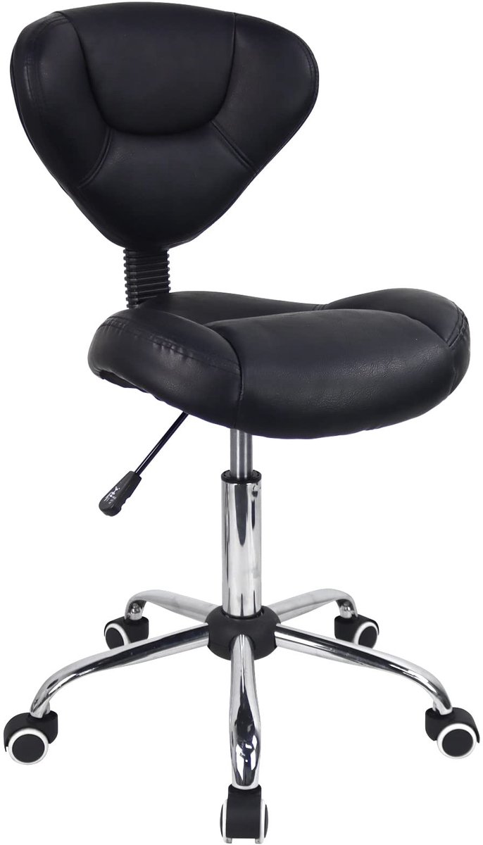Omgoods - Ergonomische Roller Stool - Hoogte Verstelbaar met Rugleuning