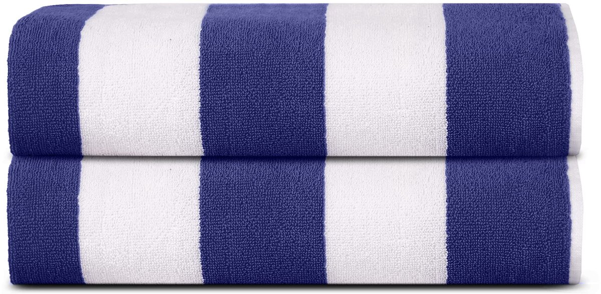 Omgoods - Volwassen Strandhanddoek 100% Katoen Gestreepte Klassieker 100x150cm