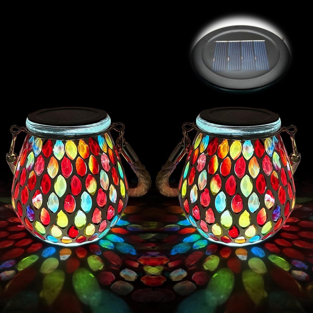 Omgoods - Set van 2 Solar Mozaïek Lichten voor Buiten