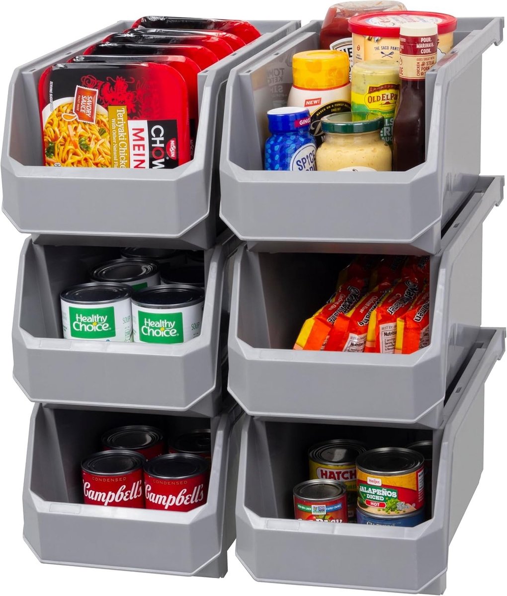 Omgoods - Set van 6 Stapelbare Plastic Opbergboxen voor Organisatie