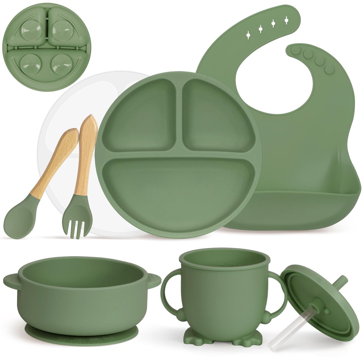 Omgoods - Siliconen Babyserviesset - 7-delig met Zuignap en BPA-vrij