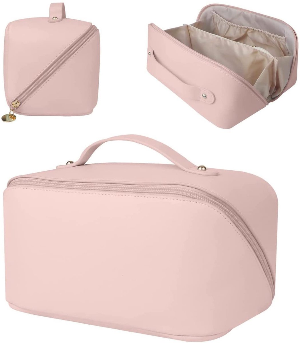 Omgoods - Draagbare Makeup Tas - Waterdichte Cosmetica Organizer voor Vrouwen - Roze
