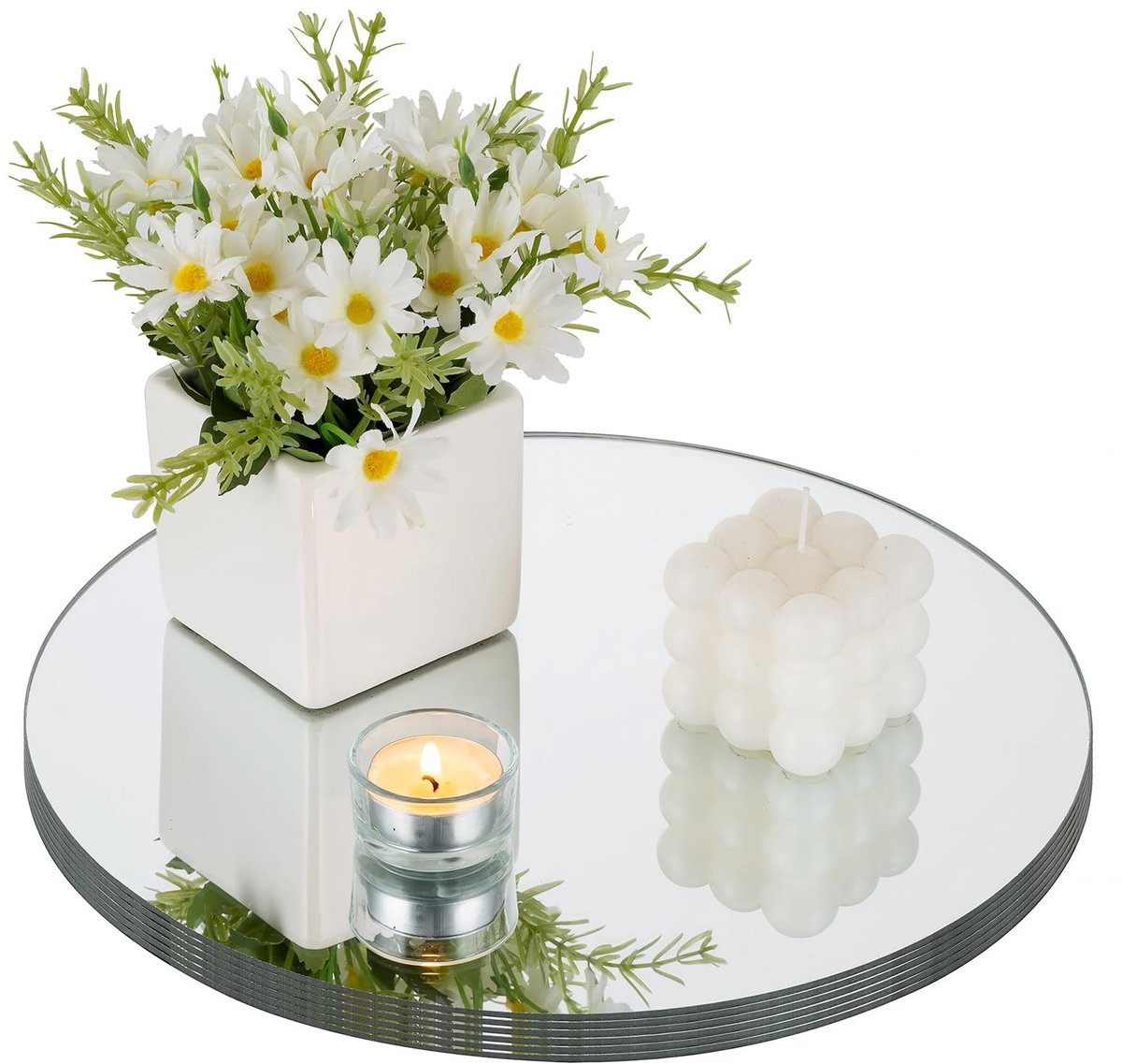 Omgoods - Set van 6 Grote Ronde Spiegelschalen voor Decoratie