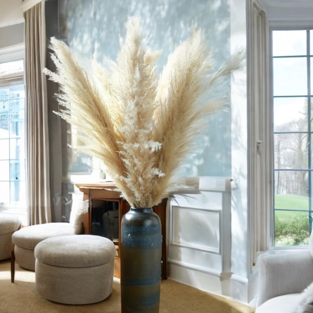 Omgoods - Set van 4 XXL Gedroogde Pampas Planten voor Decoratie