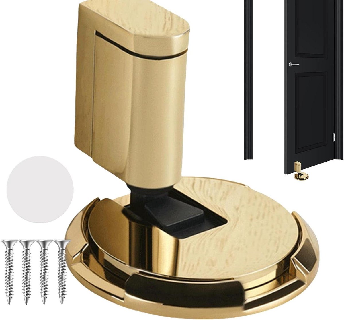Deurstopper - Winddichte Stopper - Voorkomt Dichtslaan - Verstelbare Hoogte - 14 x 8.8 x 8.8 cm - Goud