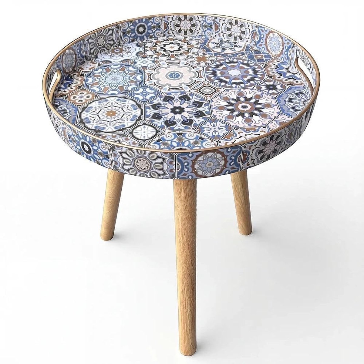 Omgoods - Ronde Side Table met Verwijderbare Houten Poten 38cm