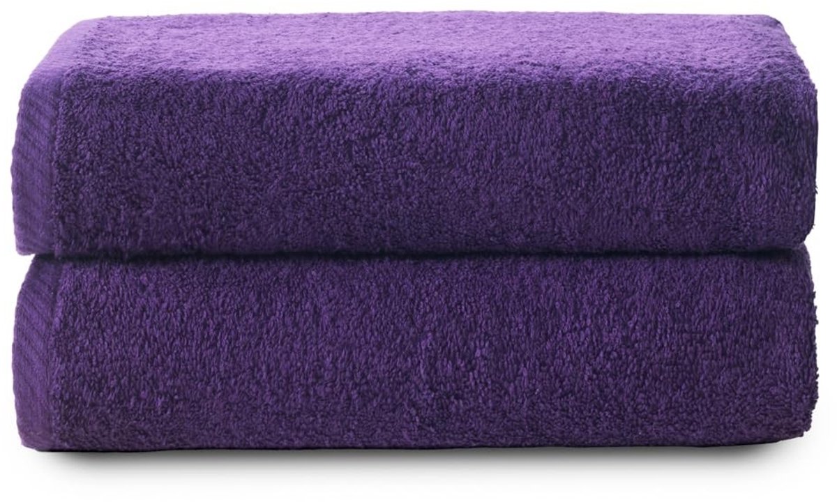 Omgoods - Set van 2 Grote Badhanddoeken 100x150 cm - Katoen 400 g/m² - Violet