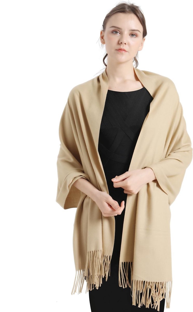 Omgoods - Zachte Cashmere Pashmina Sjaal in Khaki
