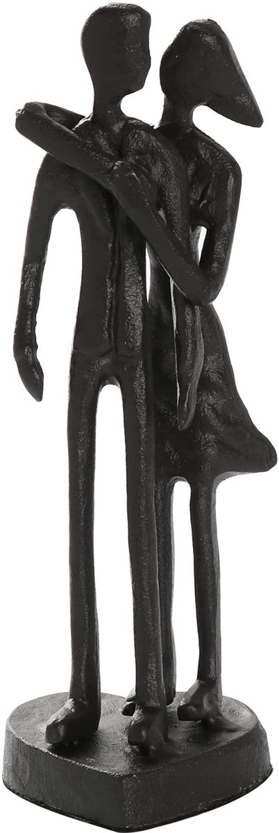 Omgoods - Liefdesbeeldje 'Omhelzend Paar' - Gietijzeren Sculptuur Zwart