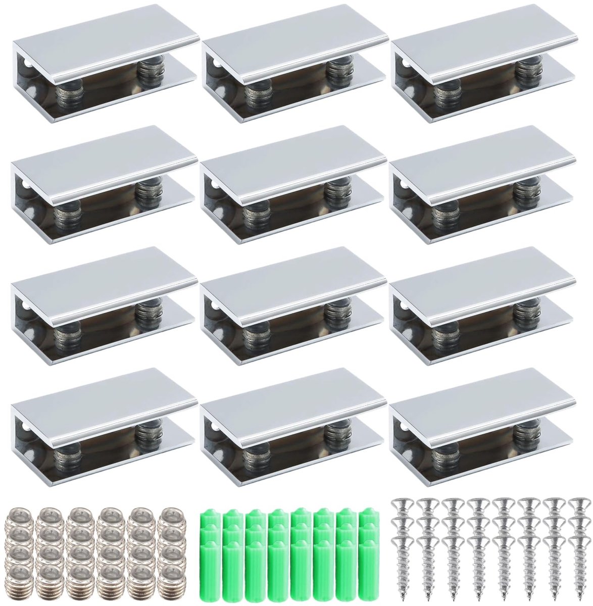 Omgoods - Aluminium Glashouders Set van 12 voor Badkamerplanken