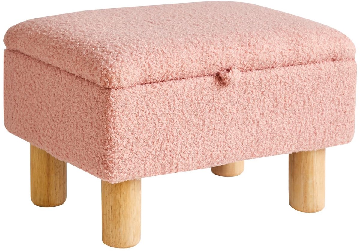 Omgoods - Voetenbank met Opbergruimte, Padded Ottomaanse Kruk in Roze