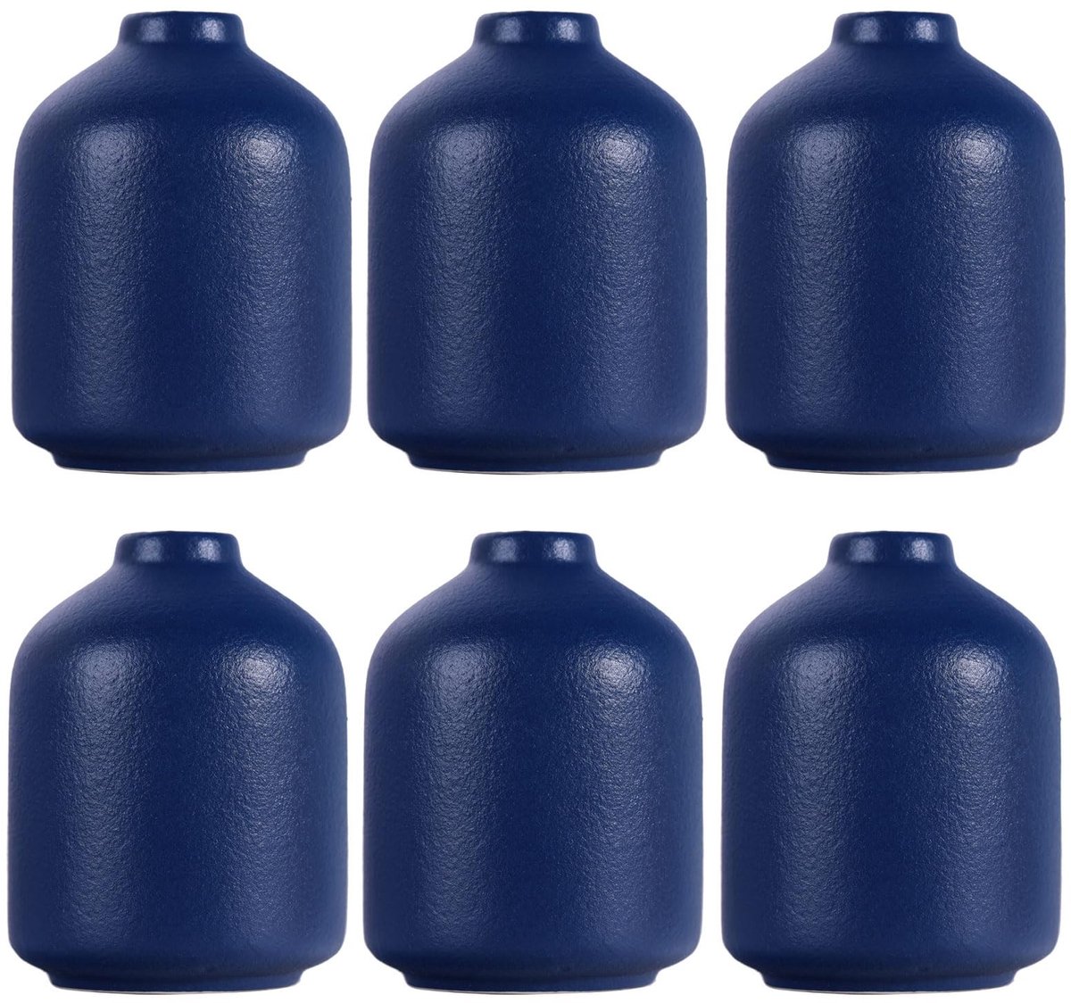 Omgoods - Set van 6 Navy Blauw Keramische Vazen voor Tafel Decoratie