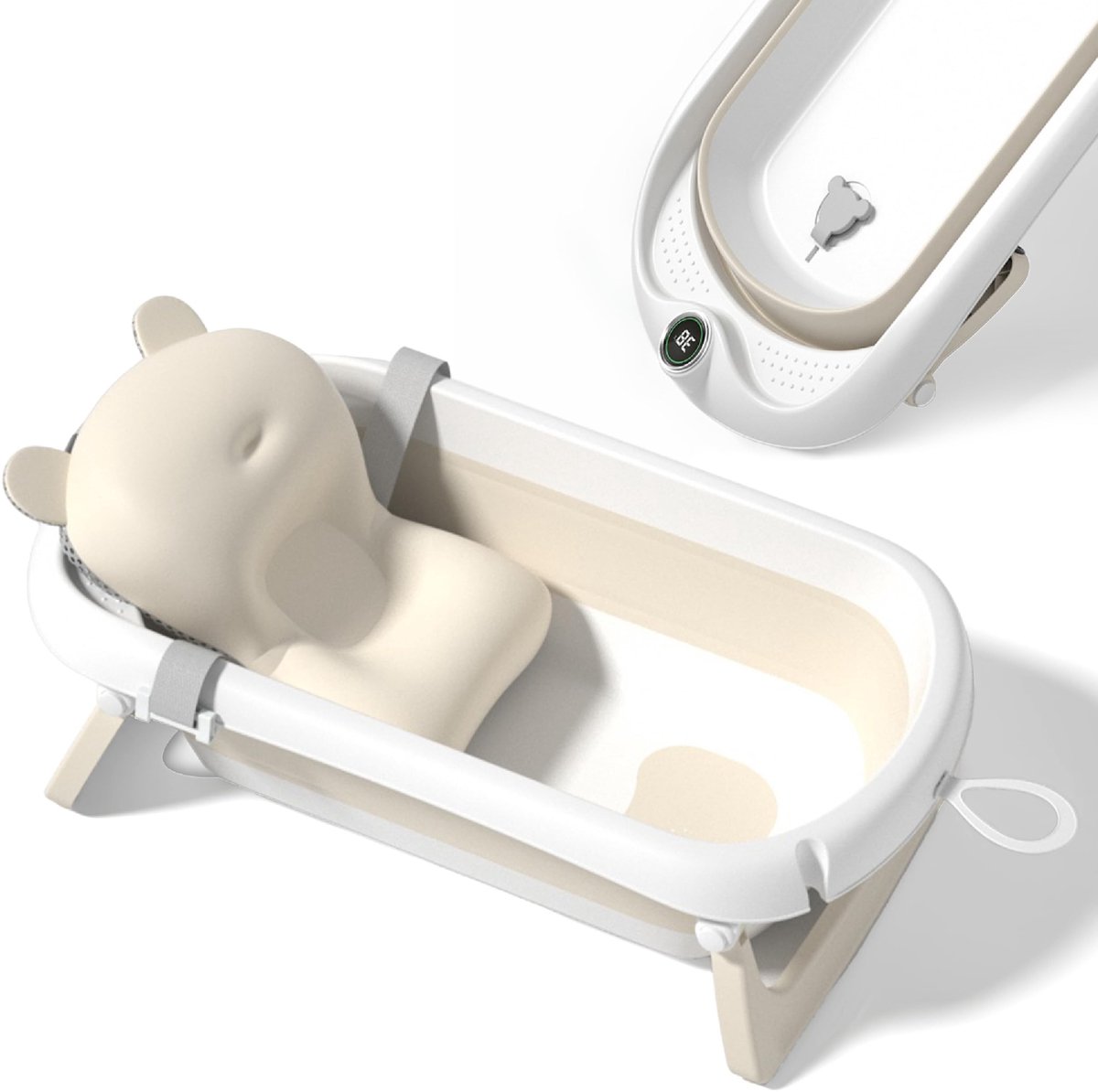 Omgoods - Vouwbare Babybad met Badkussen en Thermometer