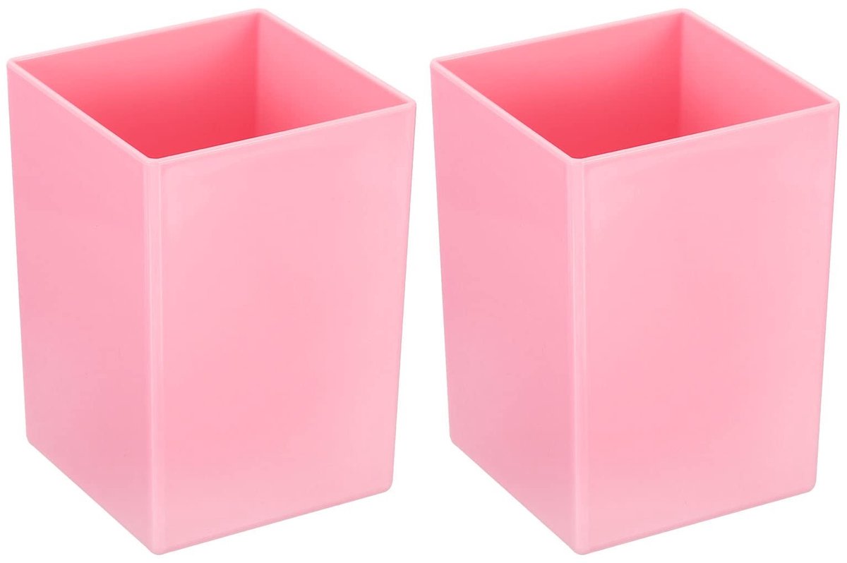 Omgoods - 2 stuks plastic potloodhouder - Roze desktop organizer voor thuiskantoor