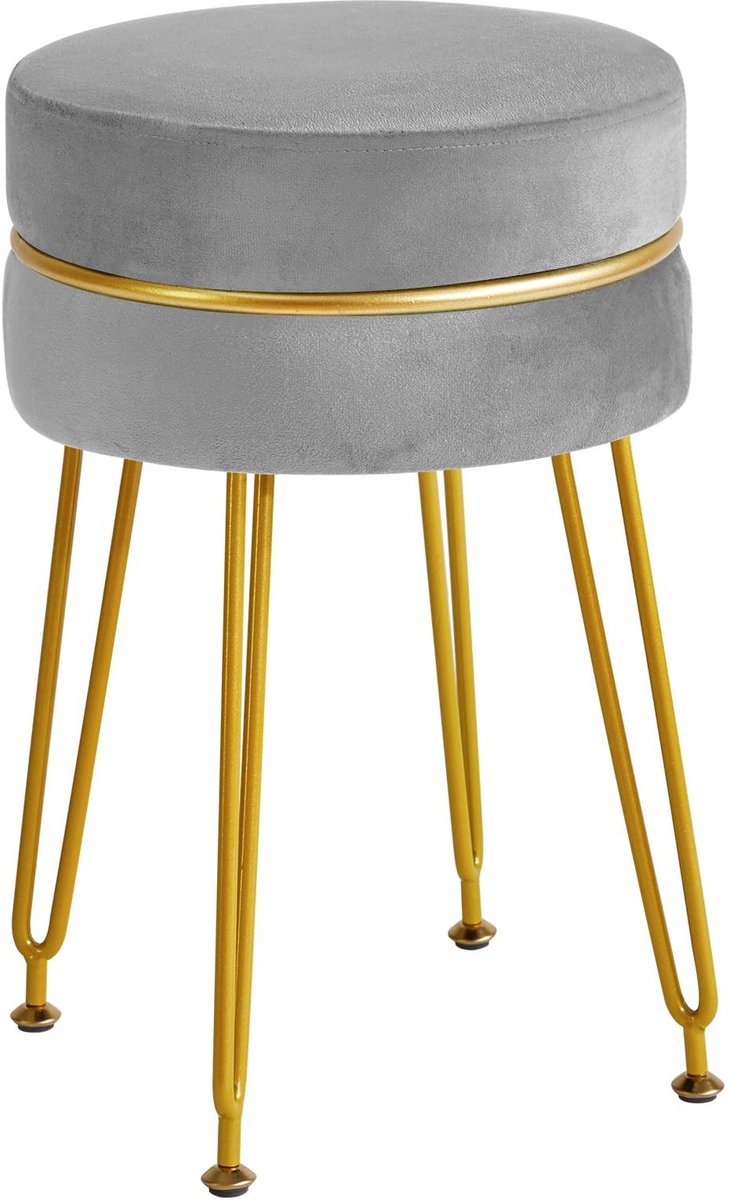 Omgoods - Modern Velvet Poef met Gouden Poten en Rond Design
