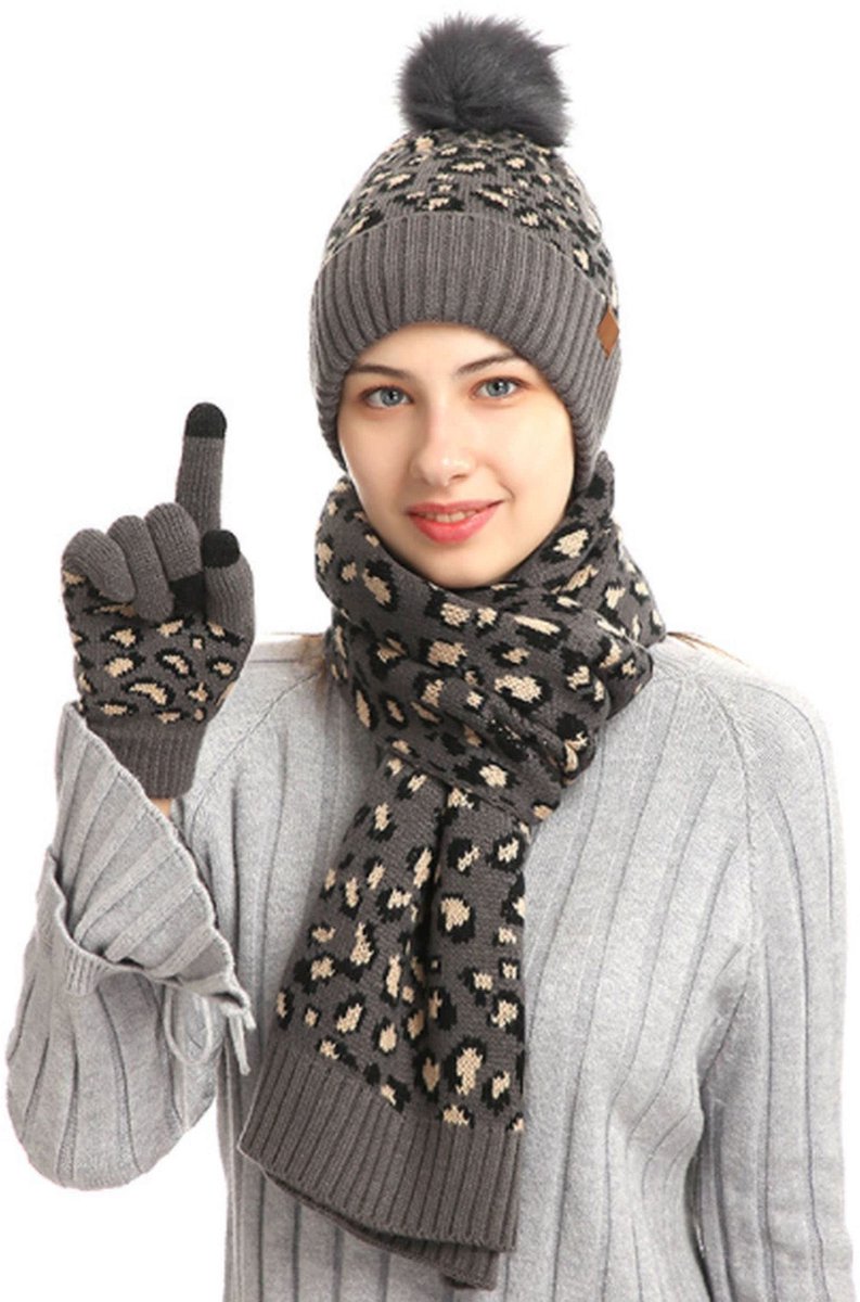 Dames Warme Winter Set met Hoed, Sjaal en Handschoenen