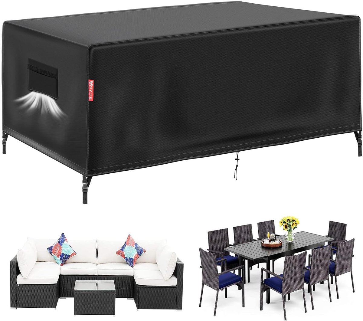 Omgoods- Beschermhoes Waterdicht - Tuinmeubelhoes 150x150x74 cm - Afdekhoes Tuinmeubelen - Winterbestendig - 600D Oxford - Universele Maten