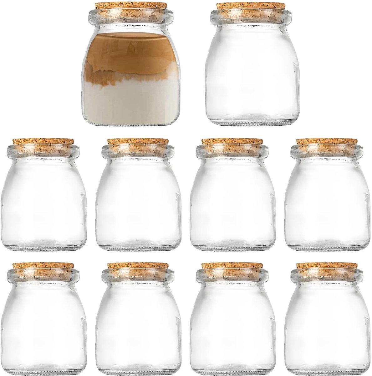 Omgoods - Set van 10 Glazen Flessen met Kurk voor Inmaken