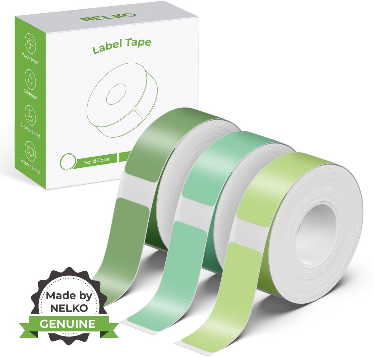 Omgoods - Label Maker Tape 14x40mm, Set van 3 Rollen Lichtgroen