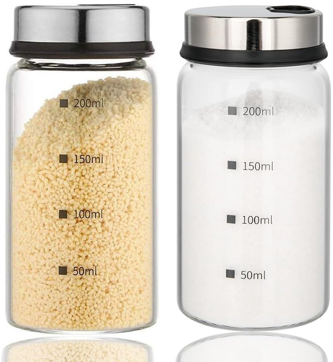Omgoods - 200 ml Specerijpotten met Draai-deck, 2 Stuks Borosilicaatglas