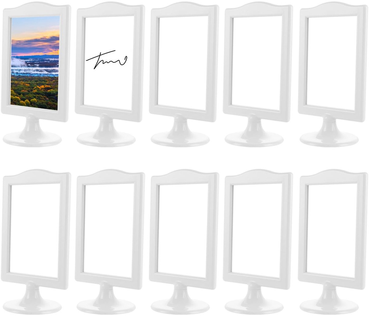 Omgoods- Fotolijsten Dubbelzijdig - 10 Stuks - Staande Fotolijsten - ABS-Kunststof - 12x21 cm - Lichtgewicht - Fotoalbums