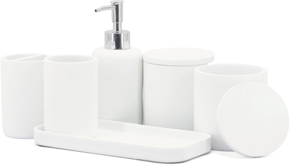 Omgoods - 6-delige Badkameraccessoireset met Organizer en Dispenser