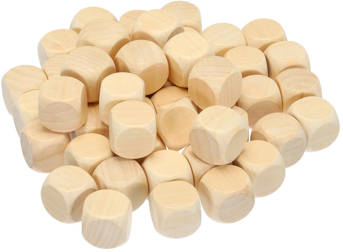 Omgoods - 50 Stuks Onbehandelde Houten Dobbelstenen voor DIY Projecten
