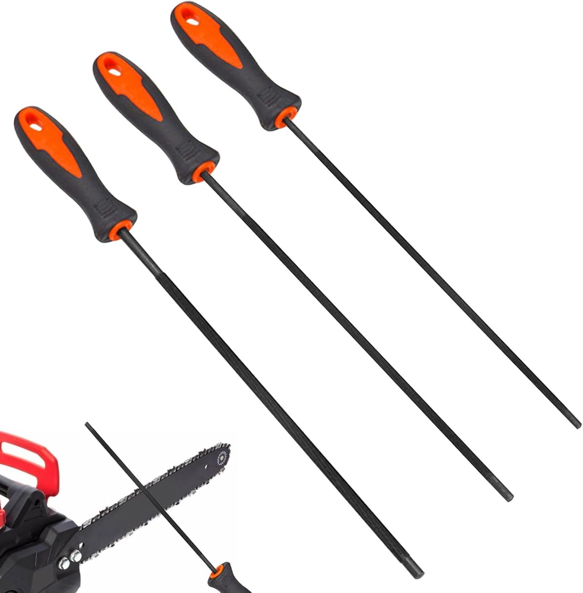 3 stuks vijl voor kettingzaag 4,0 mm, 4,8 mm, 5,5 mm ronde vijl, handmatig vijlen slijpen van kettingzagen, vijl, kettingzaag, ronde vijl, geschikt voor kettingzagen