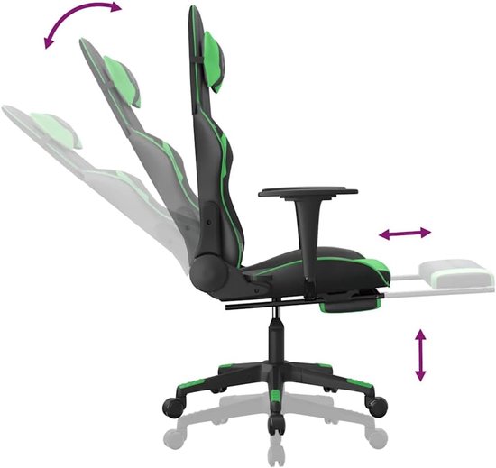 Gaming Stoel - Speelstoel Fauteuil - Comfortabel Gamen - Met Voetsteun - 67 x 58 x 128 cm — afbeelding 4