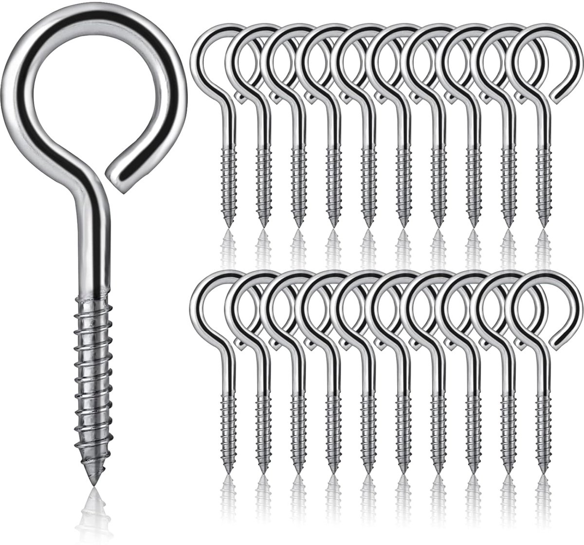 SnelShoppen - 20 Stuks M5 x 65 Oogschroeven, RVS 304, Zelftappende Ring Schroeven voor DIY, Hangen, Creatieve Projecten, Tuin, Keuken, Hobby- en Cork