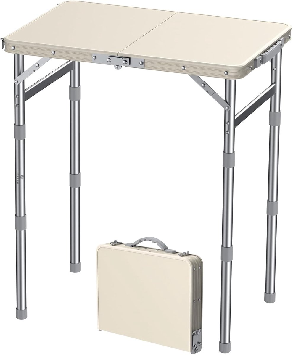 Campingtafel 58 x 40 cm - Aluminium frame - 3 hoogtes verstelbaar - Ideaal voor buitengebruik - ShopVlot